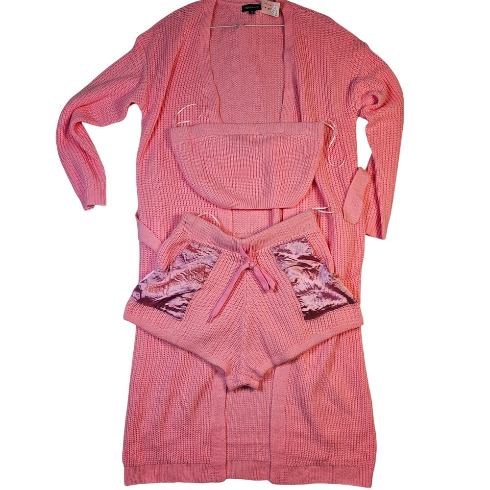 36point5 Pink Waffle Knit Longline Duster Cardigan Sweater Mens Size Medium